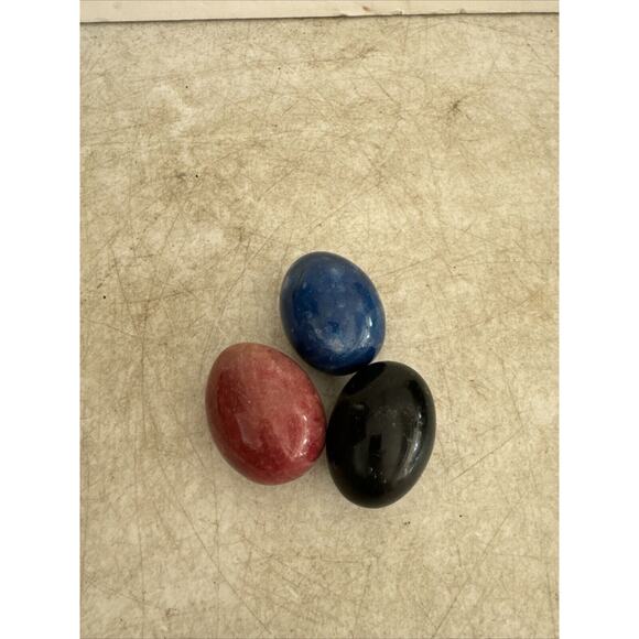 Egg Polished Natural Gemstone Crystal Mineral Lot Of 3 Easter - Picture 2 of 5